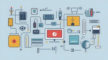 Poster - graphic depicting iot enabled devices automating and optimizing office workflows for increased produ