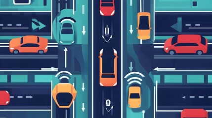 Poster - networked vehicles optimizing urban traffic flow through iot connectivity a graphic depicting the co