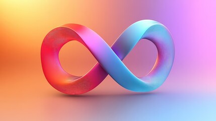 Poster - An abstract multicolored infinity sign with a gradient effect, floating in a sleek, modern design.
