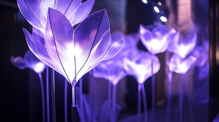 Poster - Illuminated Purple Flower-Like Structures