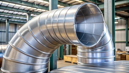 Poster - Galvanized elbow spiral duct used in industrial ventilation systems , air conditioning, ventilation, industrial, equipment