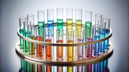 Aufkleber - Circular rack of analysis test tubes, science, laboratory, chemistry, research, experiment, equipment, technology, investigation