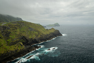 Spectacular view on a rainy day, of the Cliffs of Kerry. Kerry's ring. Ireland.