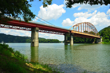 Sticker - 津久井湖　三井大橋　神奈川県相模原市の風景