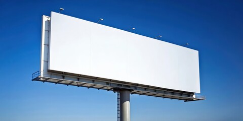 Aufkleber - Minimalist design of a blank white billboard against a clear blue sky , advertising, marketing, communication, simplicity, modern