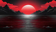 © HuntersLK - Ocean and red sun landscape with dark tones