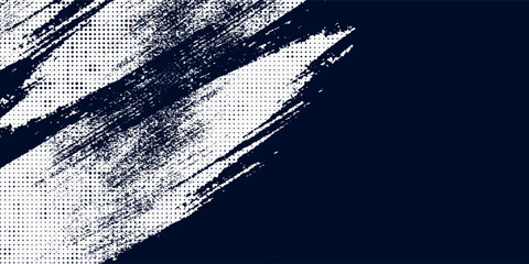 white brush strokes on a navy blue background illustration with a halftone effect abstract grunge de