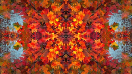 Poster - Autumn leaves. Generative AI