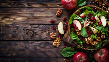 Poster - Fall salad with spring mix, apple, nuts and cranberry