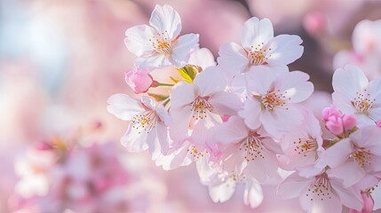 Canvas Print - Cherry blossom spring pink branches. Generative AI