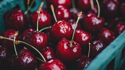 Poster - Colorful cherries healthy life. Generative AI