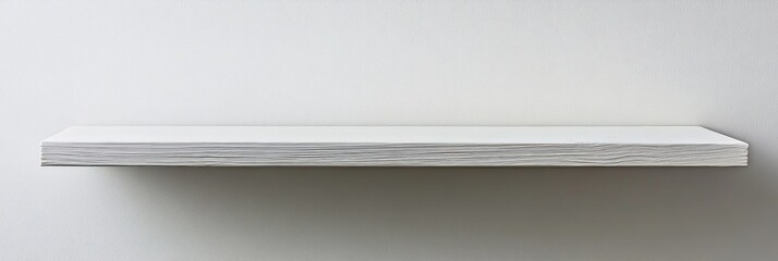 Poster - The composition highlights a spotless white wooden table against a smooth white wall, offering an ideal backdrop for showcasing minimalist designs or product arrangements