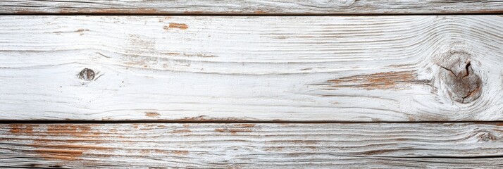 Poster - A rustic whitewashed wooden surface is presented from a top-down angle, displaying its natural grain, knots, and aged textures, giving a warm and inviting atmosphere