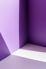 Poster - A striking minimalist setup showcases a diagonal arrangement of purple and white surfaces, creating an empty mockup ideal for showcasing products in a stylish manner