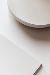 Poster - A clean and minimalist layout features a beige and white diagonal arrangement, ideal for showcasing products in a sophisticated and modern setting