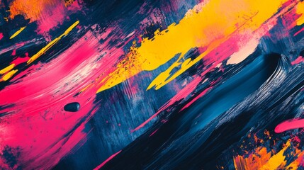 Leinwandbilder - Dynamic abstract background with vivid brush strokes and splashes of paint, showcasing an energetic and artistic composition with rich textures.