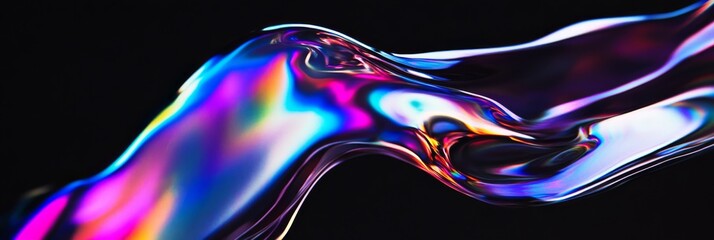 Poster - a glossy, iridescent liquid flows elegantly, presenting dynamic shapes and vibrant colors against a 