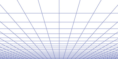 Poster - perspective square grid. ceiling line wireframe surface
