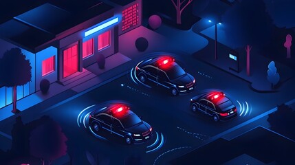 Poster - of iot connected patrol cars transmitting real time data and analytics to a central police command a