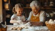 © Lokithi Stock - Child and grandmother baking together in a warm rustic kitchen