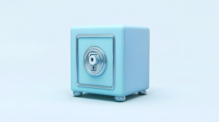 
cartoon 3d icon of safe with lock. 3d illustration for finance and banking on white background. simple 3d rendering of safe on platform, white background