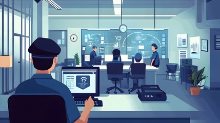 Poster - streamlined dispatch with smart iot systems in police station efficient command control and monitori