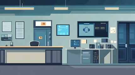Poster - detailed graphic showcasing the of iot enabled access control systems within a modern police station