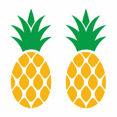 Wall Mural - Minimalist Pineapple Fruit Vector Art Set of 4 on White Background