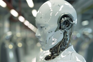 Fototapete - Humanoid icons symbolize the future of work