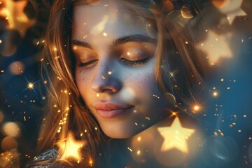 Aufkleber - Sparkling stars twinkle in the enchanting background