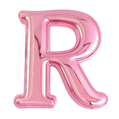 pink glossy R alphabet Realistic 3D on white background. Generative AI