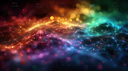 Poster - Abstract Digital Art of Colorful Lights and Bokeh Effect.