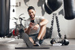 © Van Wyk/peopleimages.com - Fitness, smartphone and man in gym, typing and internet with influencer, connection and texting. Person, guy and athlete in wellness center, social media and message with contact and communication