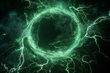 Wall Mural - A green glowing circle of electricity with a hole in the middle