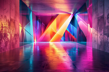 Poster - A large room with a colorful wall and a floor