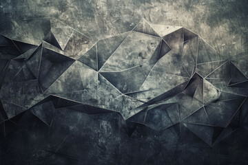 Poster - A black and white photo of a wall with a lot of triangles