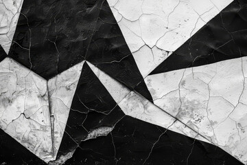 Poster - A black and white photo of a wall with a triangle shape