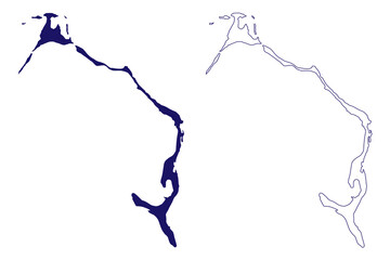 Eleuthera island (Commonwealth of The Bahamas, Cenrtal America, Caribbean islands) map vector illustration, scribble sketch Cigateo map