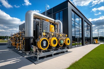 Aufkleber - Biomass optimization and performance are showcased in a minimalist design that highlights the efficient output of a biomass energy plant