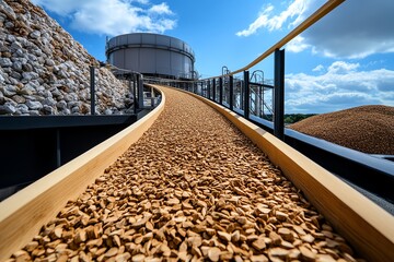 Fototapete - Biomass output efficiency is depicted in a minimalist design that highlights the optimized performance of a modern bioenergy facility