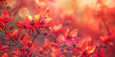 Wall Mural - Unique red blossoms of a honey spurge shrub