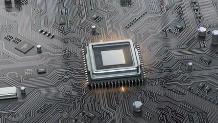 Poster - CPU computer processor on circuit board data processing and artificial intelligence