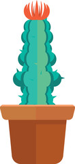 Sticker - Cactus flower icon. Houseplant pot. Green cacti