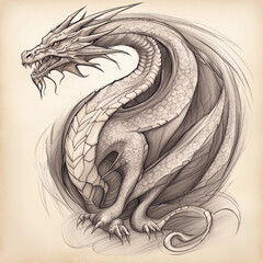 Wall Mural - dragon sketch illustration background