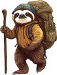 © Raihan - sloth adventure, equipped with a backpack and walking stick, vector