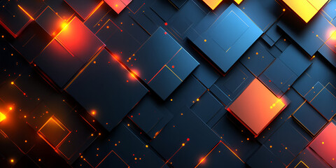 Aufkleber - Dynamic abstract design featuring layered geometric shapes and glowing highlights in a modern digital aesthetic