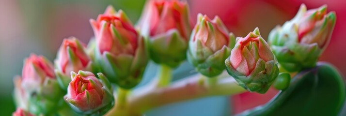 Sticker - Selective focus on the flower buds of a vibrant Kalanchoe plant.