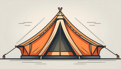 Wall Mural - Colorful Tent Icon - line icon of a classic camping tent isolated. Graphic art illustration design