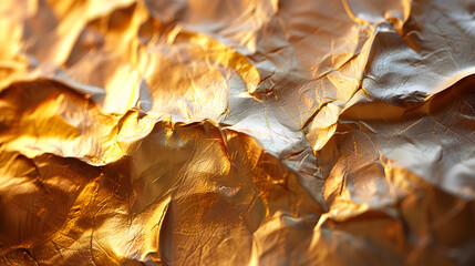 Aufkleber - Crumpled Metallic Soft Gold Paper | Luxurious Texture for Elegant and Creative Designs