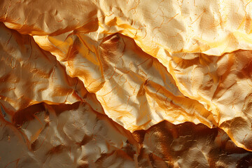 Aufkleber - Crumpled Metallic Soft Gold Paper | Luxurious Texture for Elegant and Creative Designs